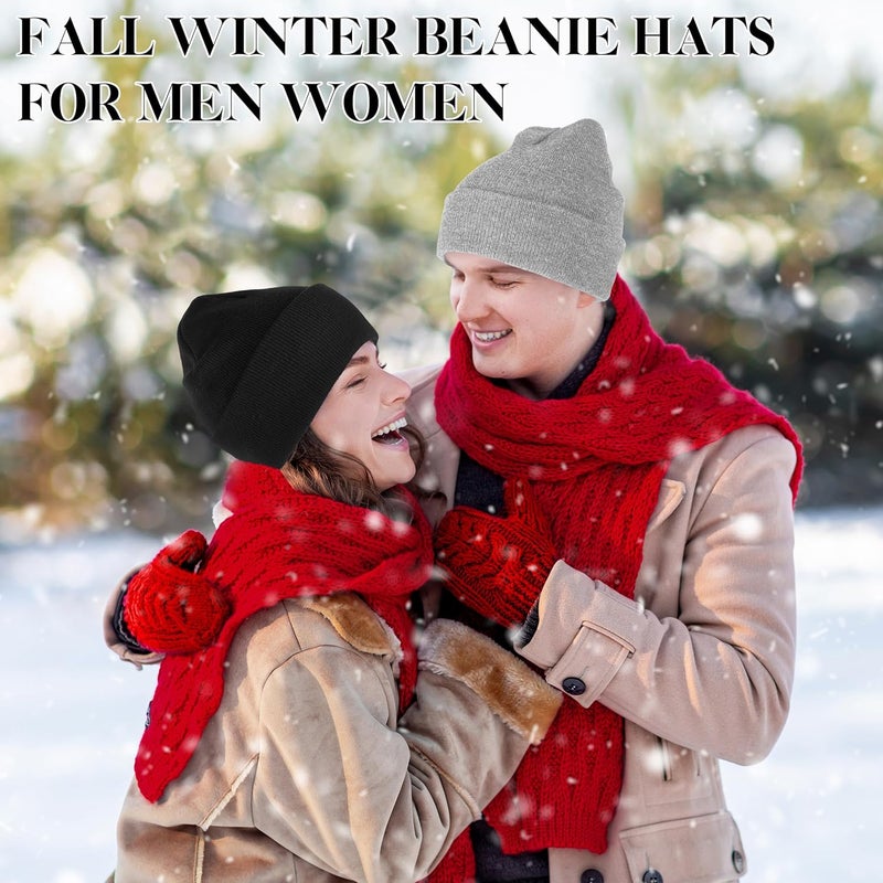 lucdnc Beanies for Men Women 2 Pack Fall Winter Men's Hats Unisex Warm Knit Skullies Beanies Soft Ski Caps - Image 5